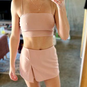 SHEIN BAE Solid Cropped Cami Top & Skort Set